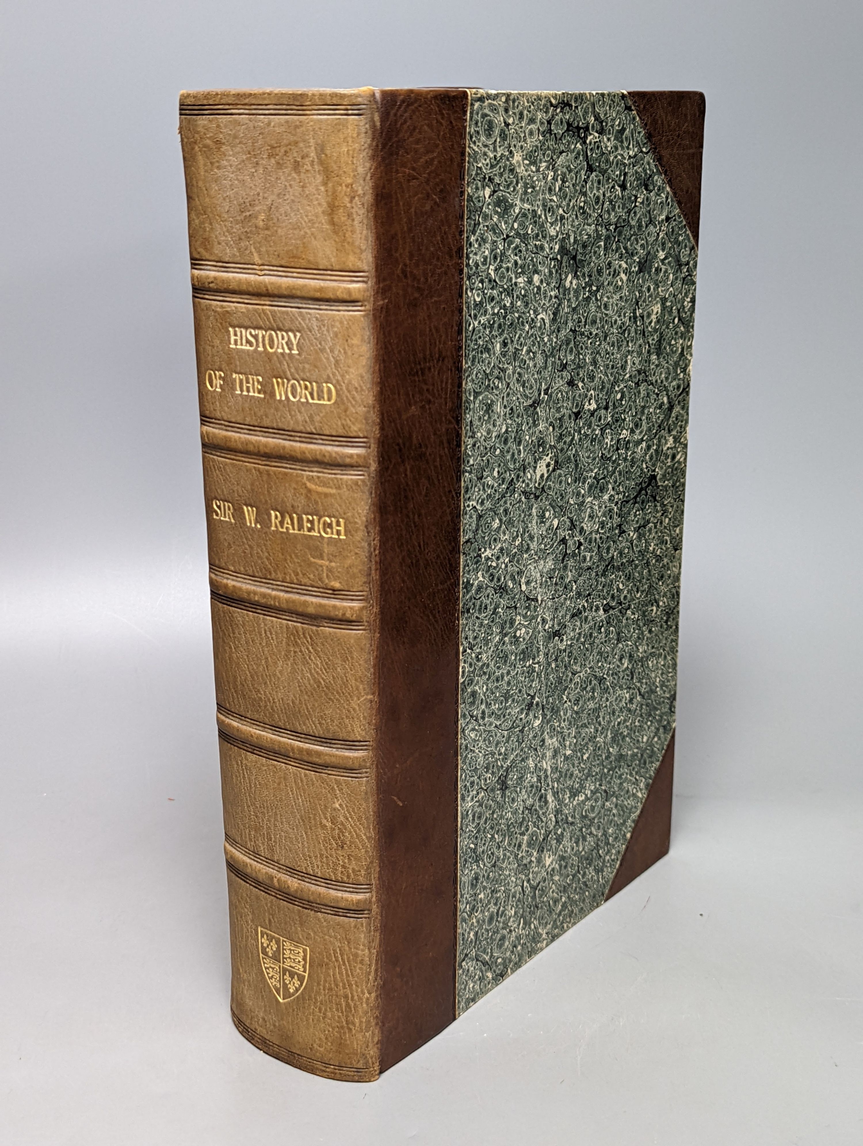 [Raleigh, Sir Walter - The Historie of the World] i.e. lacks printed title; present are the engraved title and the 'Mind of the Front' leaf, some contents pages, thereafter the Preface